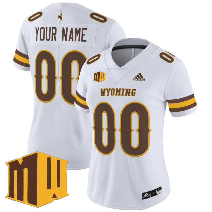 Women's Wyoming Cowboys Custom White 2025 Vapor Limited Stitched Football Jersey