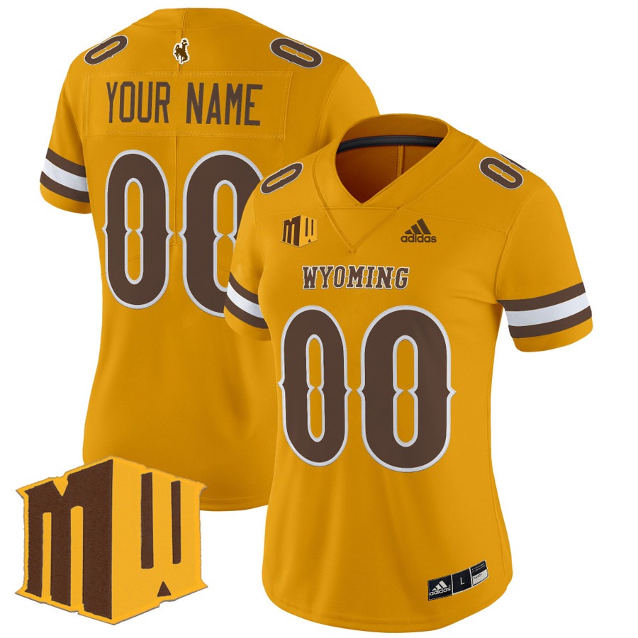 Women's Wyoming Cowboys Custom Gold 2025 Vapor Limited Stitched Football Jersey
