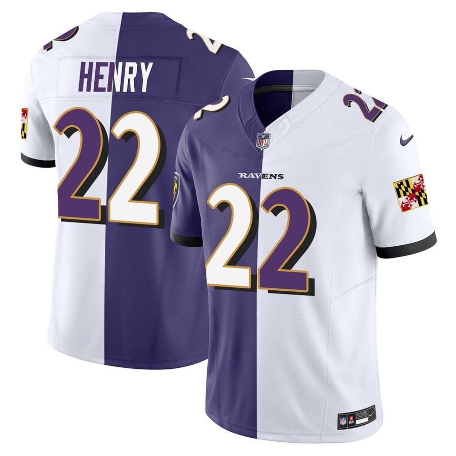Men's Baltimore Ravens #22 Derrick Henry Split Nike Limited Stitched Football Jersey