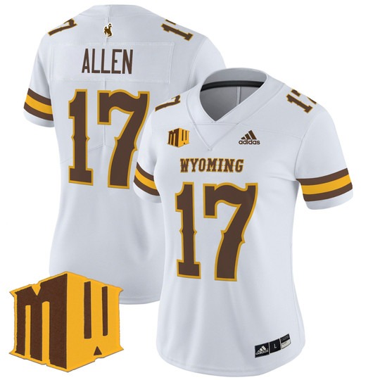 Women's Wyoming Cowboys #17 Josh Allen White 2025 Vapor Limited Stitched Football Jersey