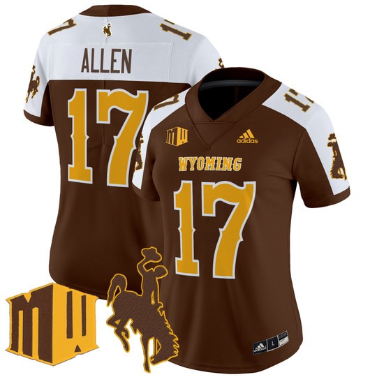 Women's Wyoming Cowboys #17 Josh Allen Brown Alternate 2025 Vapor Limited Stitched Football Jersey
