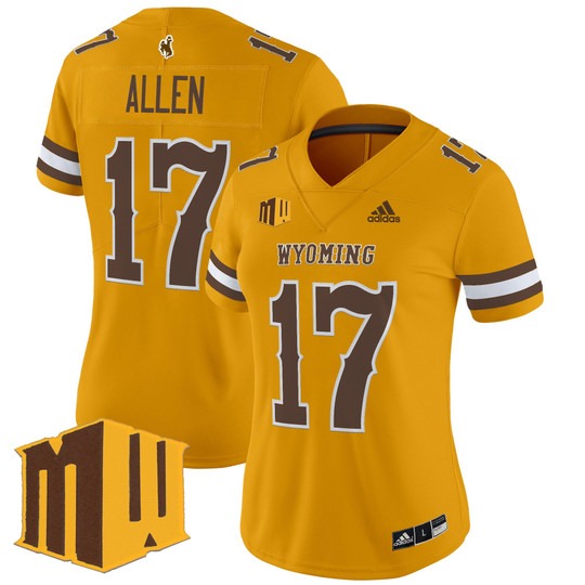 Women's Wyoming Cowboys #17 Josh Allen Gold 2025 Vapor Limited Stitched Football Jersey