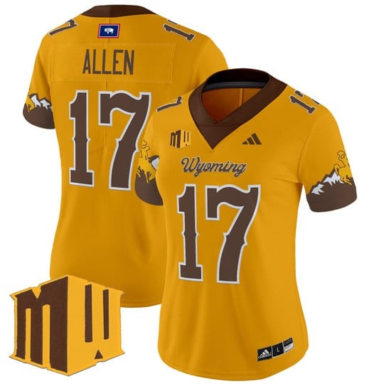 Women's Wyoming Cowboys #17 Josh Allen Gold Limited 2025 Vapor Limited Stitched Football Jersey