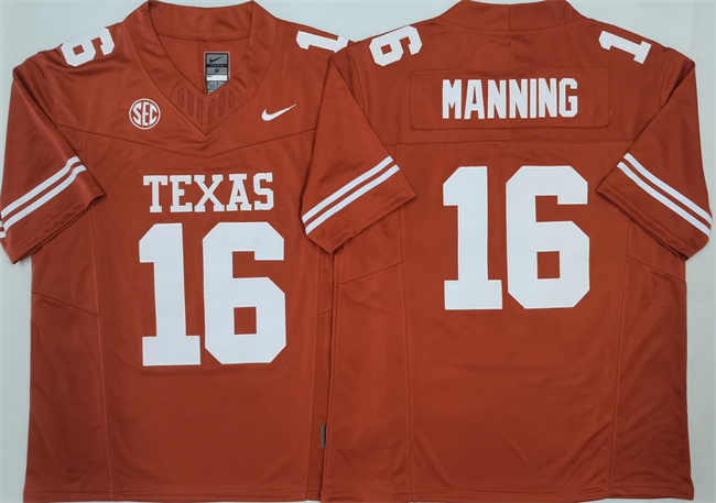 Men's Texas Longhorns #16 Arch Manning Orange F.U.S.E. Stitched Football Jersey