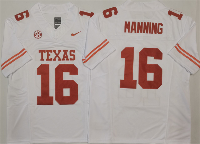 Men's Texas Longhorns #16 Arch Manning White F.U.S.E. Stitched Football Jersey