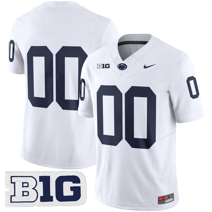 Men's Penn State Nittany Lions Custom White NO NAME 2025 F.U.S.E. Vapor Limited Stitched Football Jersey