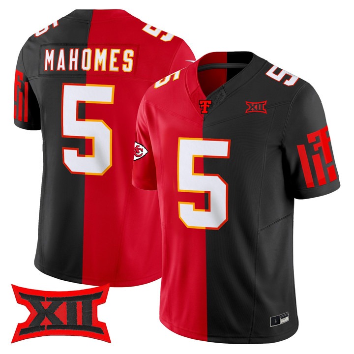 Men’s Kansas City Chiefs #5 Patrick Mahomes TTU Split Vapor Limited Stitched Jersey