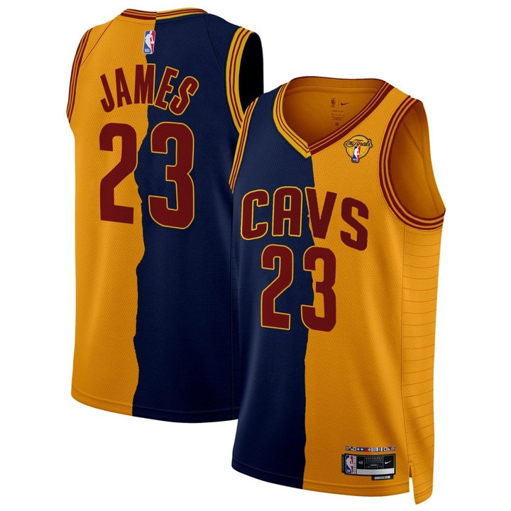Men's Cleveland Cavaliers #23 LeBron James Split Stitched Basketball Jersey