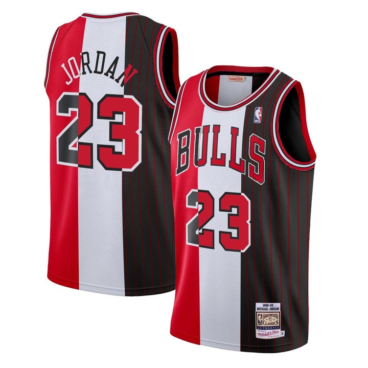 Men's Chicago Bulls #23 Michael Jordan Split Stitched Basketball Jersey