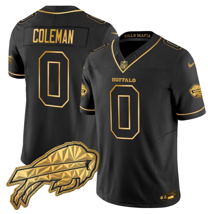Men's Buffalo Bills #0 Keon Coleman Black Gold 2025 Nike Rivalries Vapor Limited Stitched Jersey