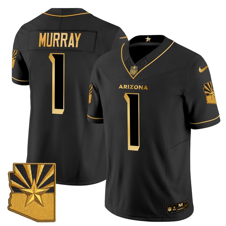Men's Arizona Cardinals #1 Kyler Murray Black Gold 2025 Nike Rivalries Vapor Limited Stitched Jersey