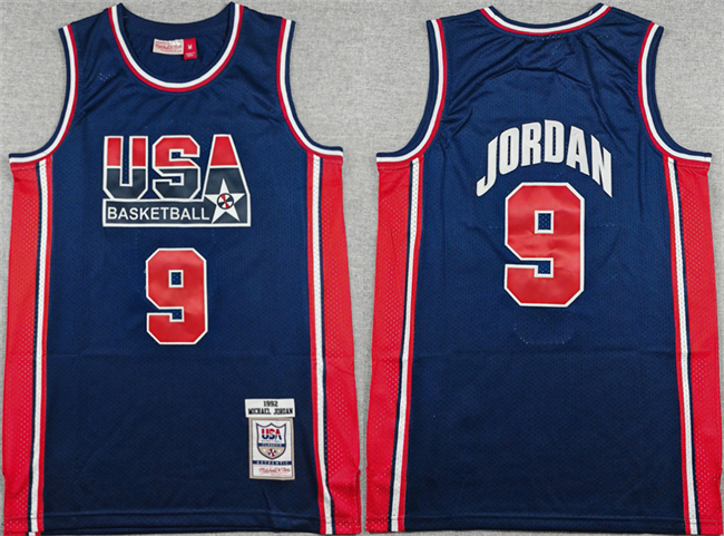 Men's USA Basketball #9 Michael Jordan 1992 Throwback Navy Stitched Jersey