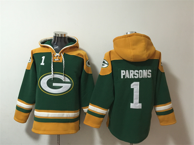 Men's Green Bay Packers #1 Micah Parsons Green Must-Have Lace-Up Pullover Hoodie