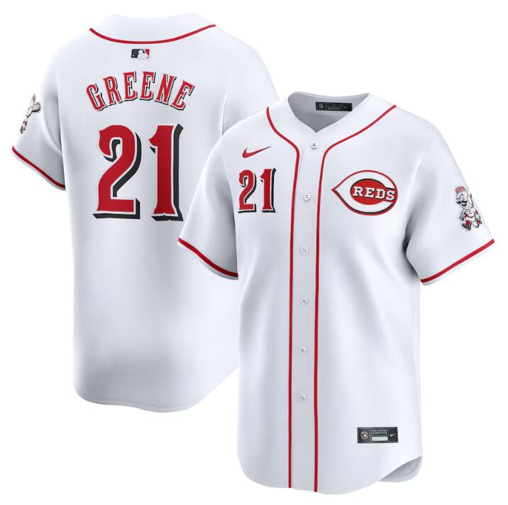 Youth Cincinnati Reds #21 Hunter Greene White Home Limited Stitched Baseball Jersey