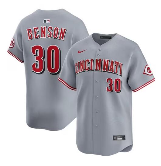 Youth Cincinnati Reds #30 Will Benson Grey Road Limited Stitched Baseball Jersey