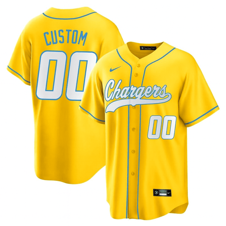 Men's Los Angeles Chargers Custom Yellow 2025 Stitched Baseball Limited Jersey