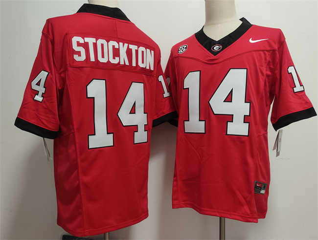 Men's Georgia Bulldogs #14 Gunner Stockton Red 2024 F.U.S.E. Stitched Football Jersey