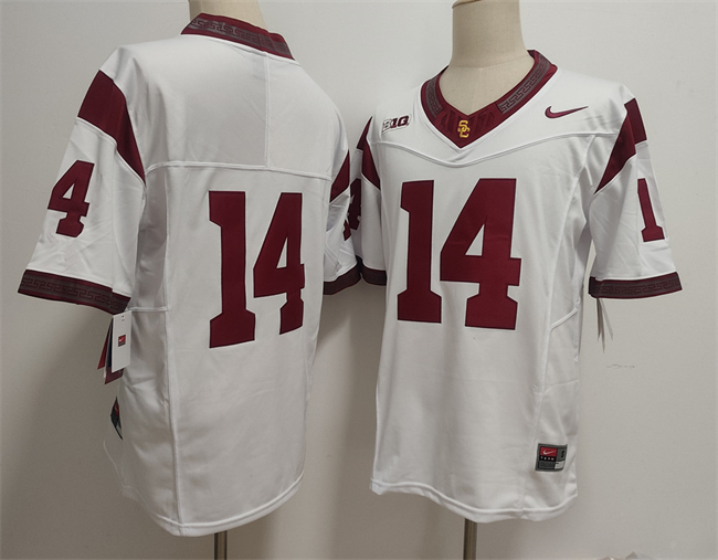 Men's USC Trojans #14 Jayden Maiava 2025 F.U.S.E. White No Name Stitched Jersey