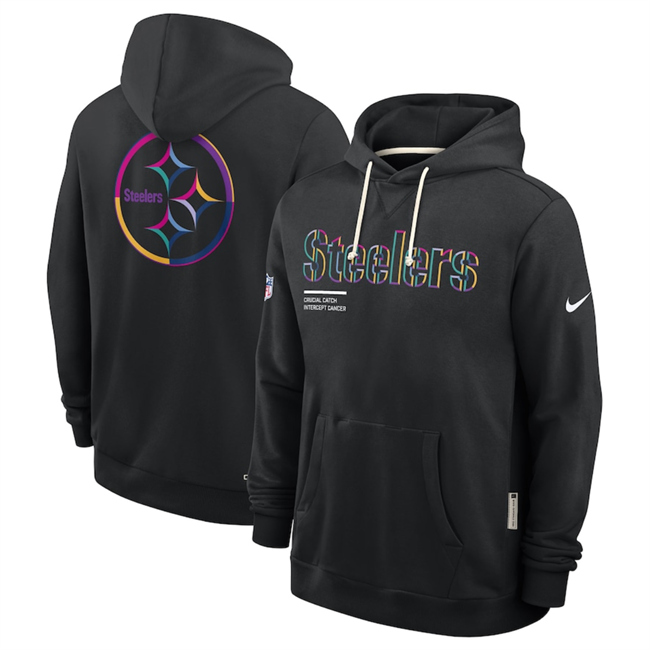 Men's Pittsburgh Steelers Black 2025 Crucial Catch Club Pullover Hoodie