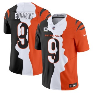 Women's Cincinnati Bengals #9 Joe Burrow Black White Orange F.U.S.E. 4-Star C Patch Limited Jersey