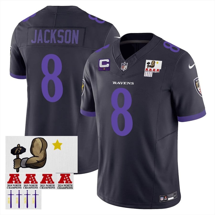 Women's Baltimore Ravens #8 Lamar Jackson Black With Patch F.U.S.E. 2025 Limited Jersey