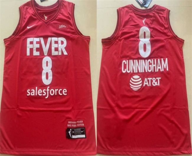 Men's Indiana Fever #8 Sophie Cunningham Red Stitched Basketball Jersey