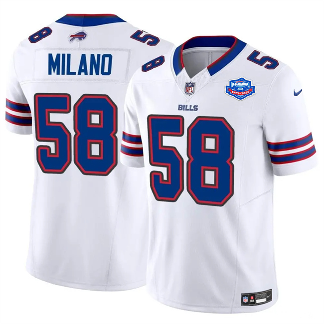 Men's Buffalo Bills #58 Matt Milano White 2025 F.U.S.E. With Farewell Patch Vapor Untouchable Limited Stitched Football Jersey