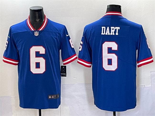Men's New York Giants #6 Jaxson Dart Royal 2025 Draft Vapor Untouchable Classic Stitched Football Jersey