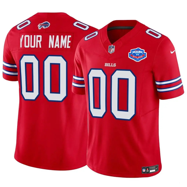 Men's Buffalo Bills Active Player Custom Red 2025 F.U.S.E. With Farewell Patch Vapor Untouchable Limited Stitched Football Jersey