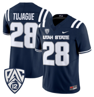 Utah State Aggies #28 Carson Tujague Navy 2026 Vapor Limited Jersey - All Stitched