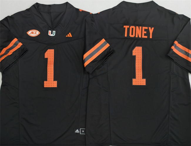 Men's Miami Hurricanes #1 Malachi Toney  Black F.U.S.E. Stitched Football Jersey