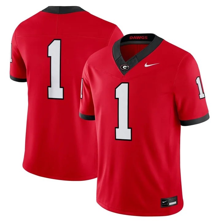 #1 Georgia Bulldogs Red Jersey - All Stitched