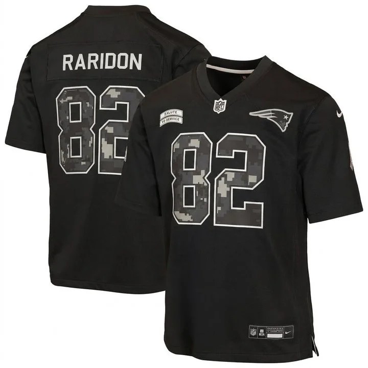 Eli Raridon #82 New England Patriots Salute to Service Game Jersey - All Stitched