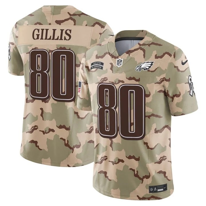 GILLIS #80 Eagles Salute to Service Jersey - All Stitched