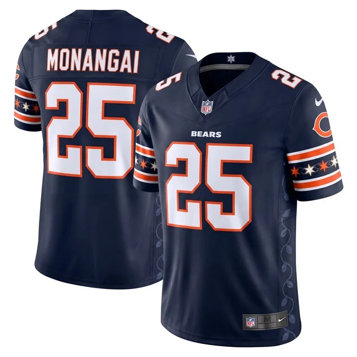 Kyle Monangai #25 Chicago Bears Navy Jersey - All Stitched