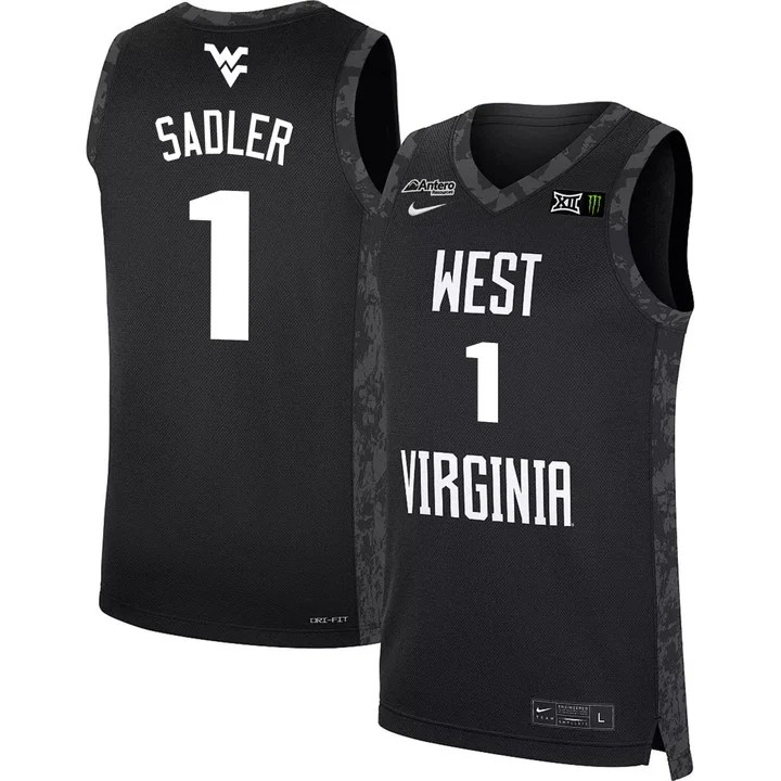 Miles Sadler #1 West Virginia Black Jersey - All Stitched