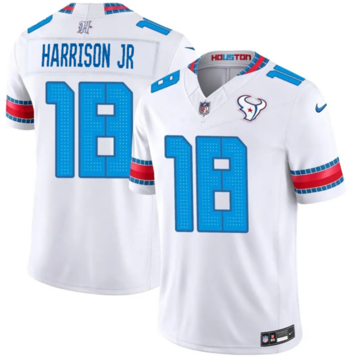 Men's Houston Texans #18 Marvin Harrison Jr White 2026 F.U.S.E. 'HOUSTON_US' Rivalries Collection Limited Stitched Football Jersey