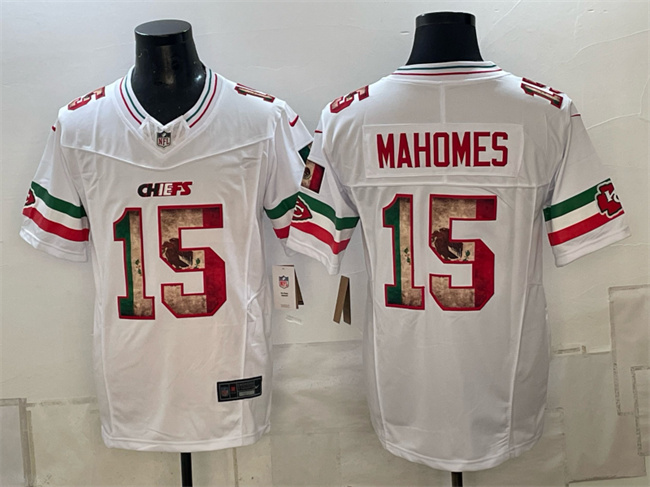 Men's Kansas City Chiefs #15 Patrick Mahomes White F.U.S.E. Mexico Vapor Untouchable Limited Stitched Football Jersey