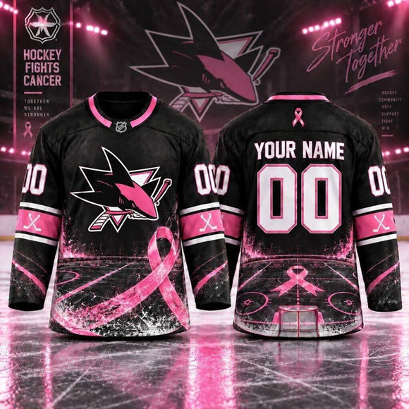 Men's San Jose Sharks Active Player Custom Pink Fights Breast Cancer 2026 Hockey Jersey