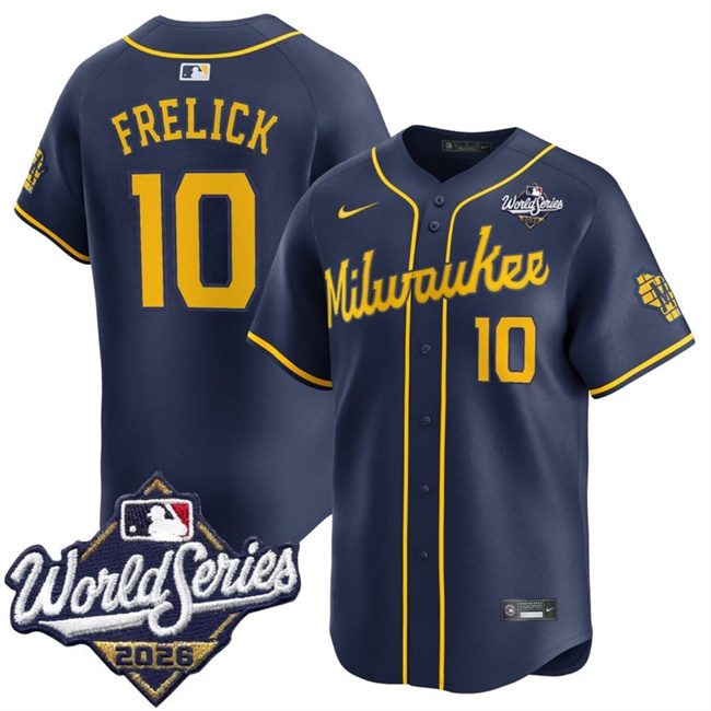 Men's Milwaukee Brewers #10 Sal Frelick Navy 2026 World Series Alternate Limited Stitched Baseball Jersey