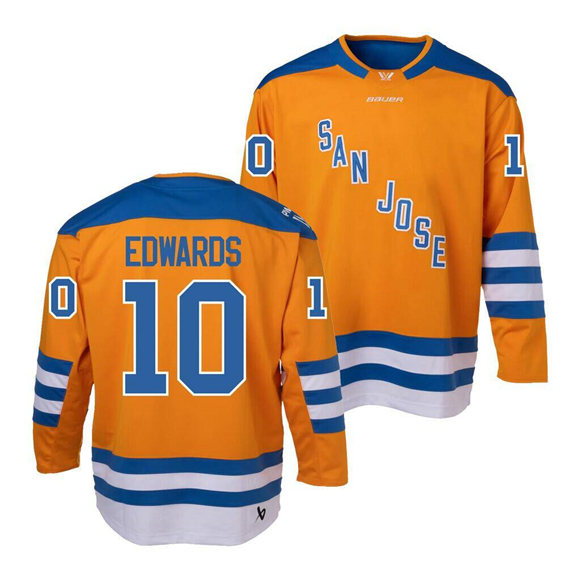 Men's San Jose Bauer #10 Laila Edwards Orange 2026 Hockey Jersey