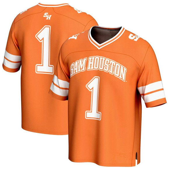 Men's Sam Houston State Bearkats #1 Orange Stitched Football Jersey