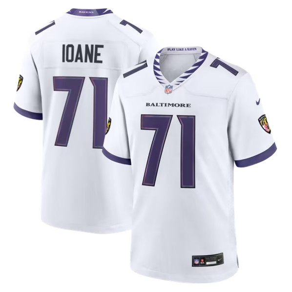 Men's Baltimore Ravens #71 Olaivavega Ioane White Game Jersey