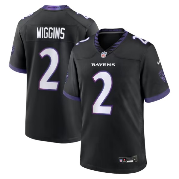 Men's Baltimore Ravens #2 Nate Wiggins Black Alternate Game Jersey