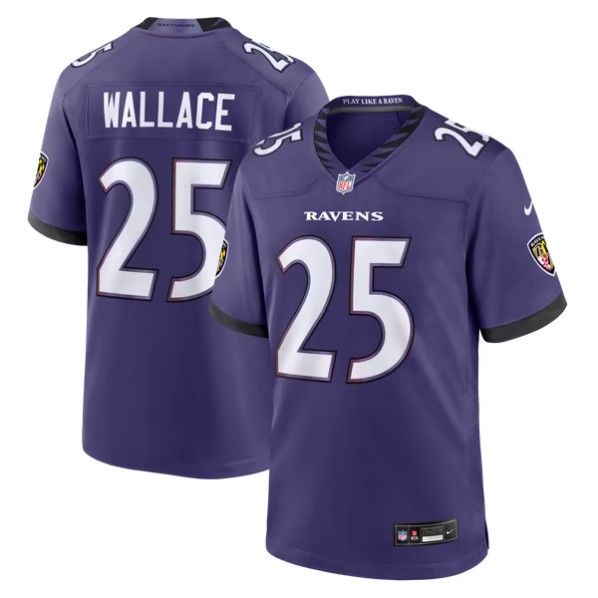 Men's Baltimore Ravens #25 K'Von Wallace Purple Team Game Jersey