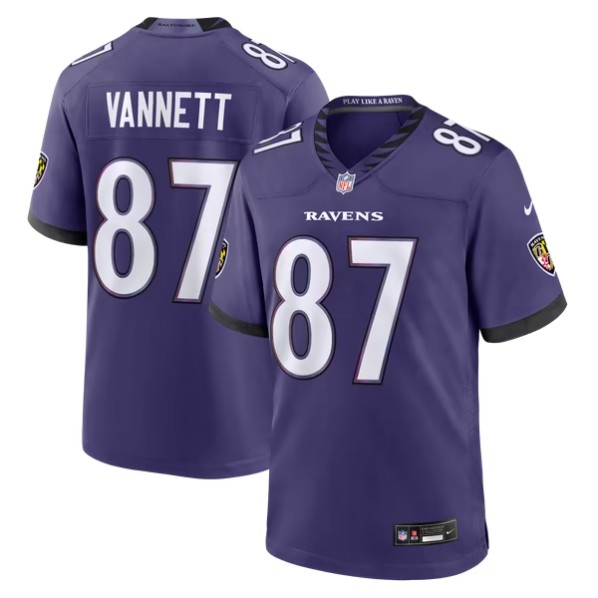 Men's Baltimore Ravens #87 Nick Vannett Purple Team Game Jersey