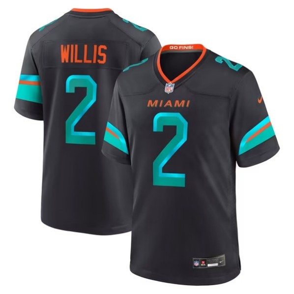 Men's Miami Dolphins #2 Malik Willis  Pitch Blue Rivalries Collection Stitched Game Jersey