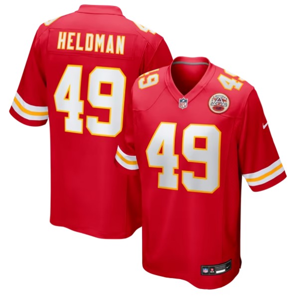 Men's Kansas City Chiefs #49 Michael Heldman Red Team Game Jersey