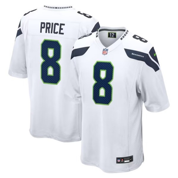 Men's Seattle Seahawks #8 Jadarian Price White Stitched Game Jersey