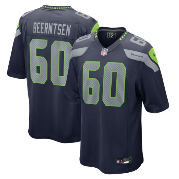 Men's Seattle Seahawks #60 Evan Beerntsen College Navy Team Stitched Game Jersey
